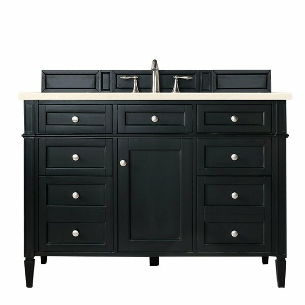 James Martin Vanities Brittany 48in Single Vanity, Black Onyx w/ 3 CM Eternal Marfil Quartz Top 650-V48-BKO-3EMR